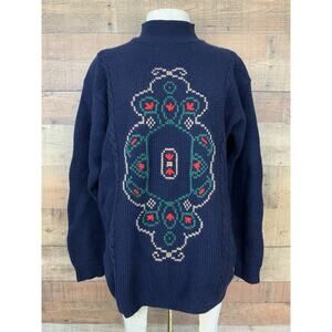 Vintage 1980s 1990s Liz Claiborne Oversized Grandma Sweater Size S Merino Wool